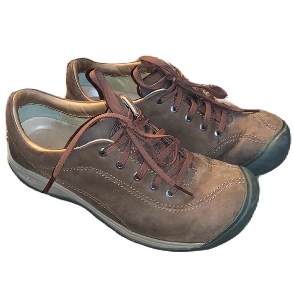 Keen Shoes - Keen 8.5 Wide Women Walking Hiking Shoes Brown Tan Leather Suede